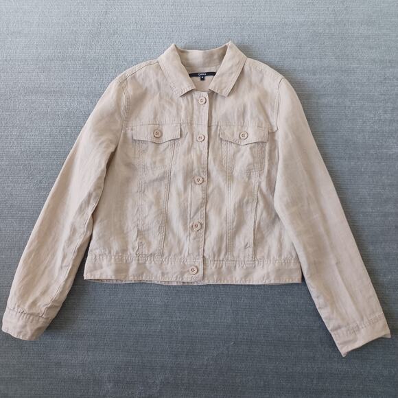 Quince Linen Jacket Women M Beige Casual Coastal Lagenlook Classic Capsule - Picture 8 of 8